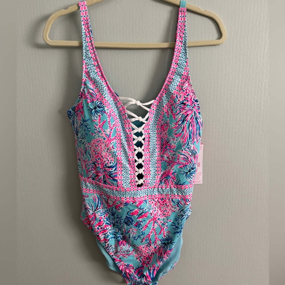 NWT Lilly Pulitzer Casey Lee Lattice Swimsuit sz16